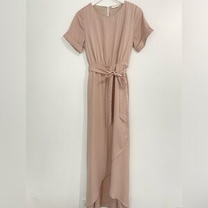 Boheme Cream High Low Sundress with Cuffed Sleeves